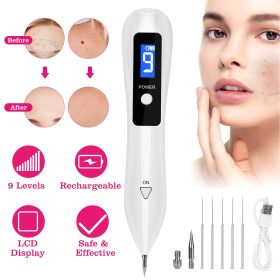 Skin Tag Repair Kit Portable Beauty Equipment Multi-Level With Home Usage USB Charging LCD Level Adjustable 6 Replaceable Needles (Color: White)