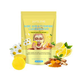 Jaysuing Kojic Acid Turmeric Exfoliating Cleansing Pad Gently Cleanses The Skin And Exfoliates The Skin, Gently Purifying And Soothing The Skin (Option: 3pcs)